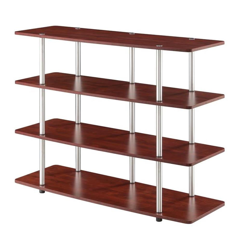 Pemberly Row Modern / Contemporary Four-Tier TV Stand in Cherry Wood ...