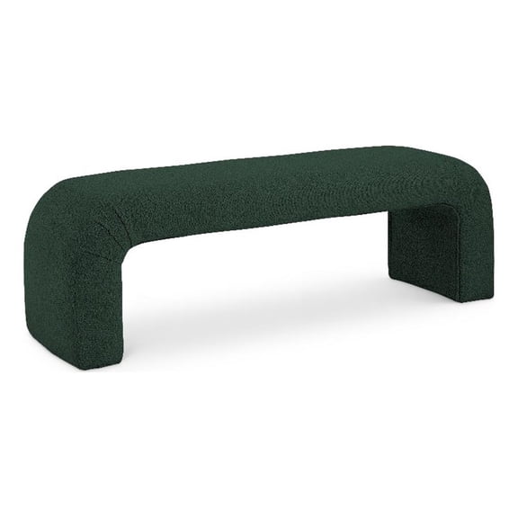 Pemberley Row Boucle Fabric Green Bench Rectangular Curved 52" Assembled