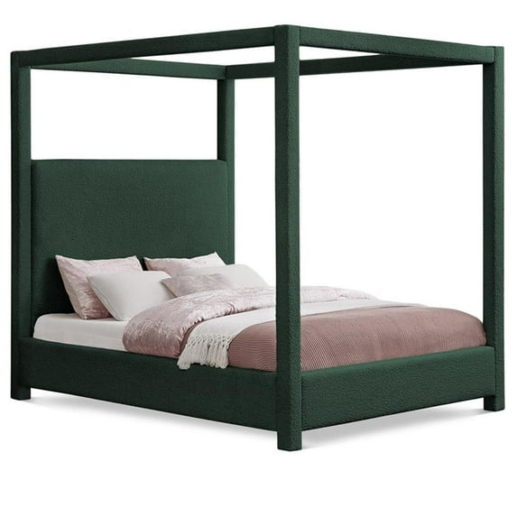 Pemberly Row Modern / Contemporary Green Boucle Fabric King Bed