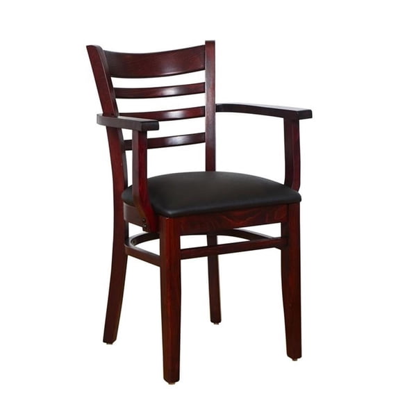 Pemberly Row Modern / Contemporary Ladderback Arm Chair in Dark Mahogany