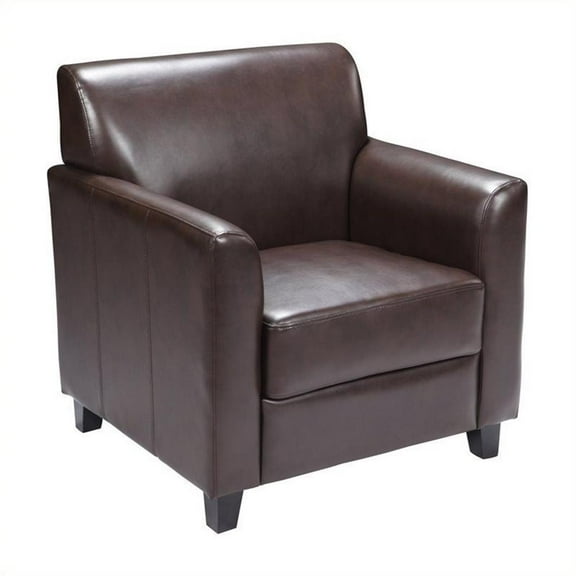 Pemberly Row Modern / Contemporary Leather Chair in Brown Finish