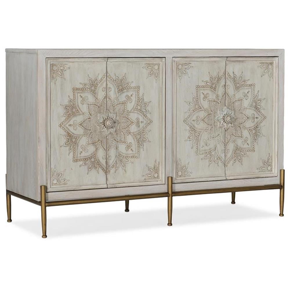 White Handcrafted 58'' Sideboard with Gold Metal Legs