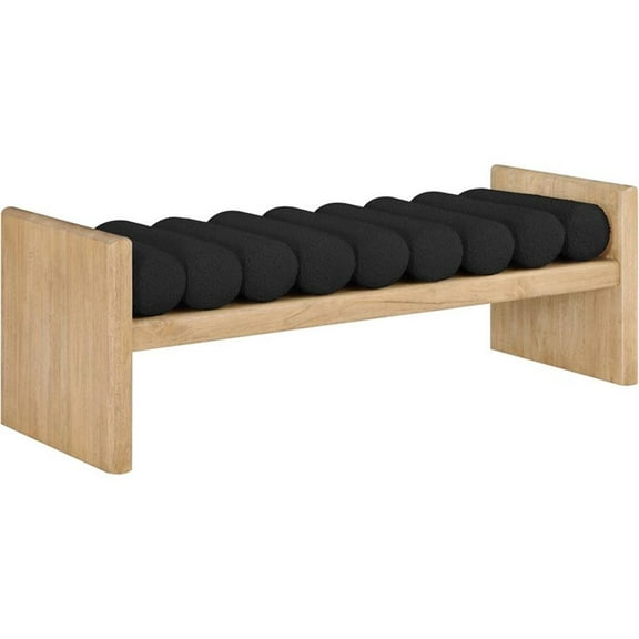 Pemberly Row Modern / Contemporary Luxurious Black Boucle Fabric Bench