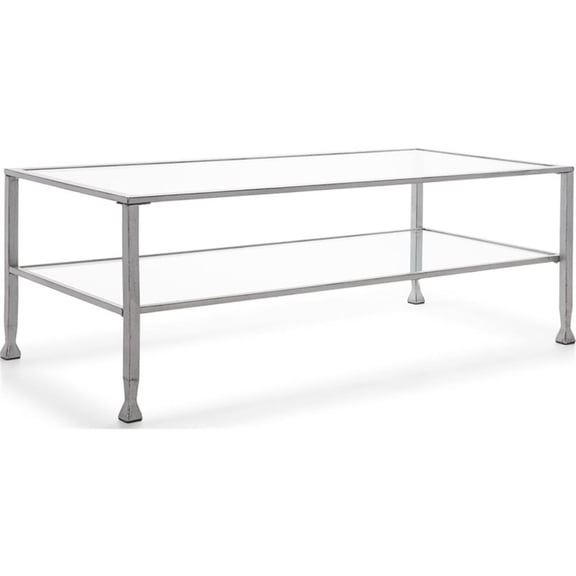 Pemberly Row Modern / Contemporary Maddox Glass and Metal Coffee Table Silver