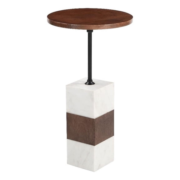 Pemberly Row Modern / Contemporary Marble Side Table Brown & White