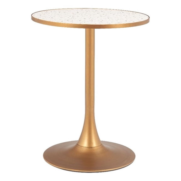 Pemberly Row Modern / Contemporary Metal Bistro Table Beige & Gold