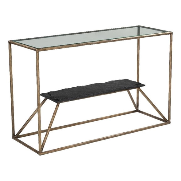 Pemberly Row Modern / Contemporary Metal Console Table Brass