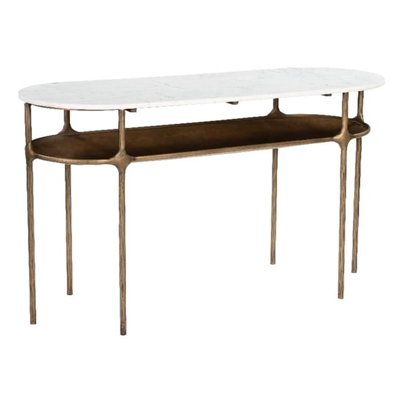 Pemberly Row Modern / Contemporary Metal Console Table White & Brass