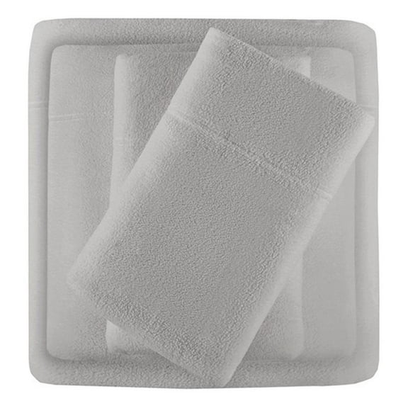 Pemberly Row Modern / Contemporary Micro Fleece Sheet Set in Gray
