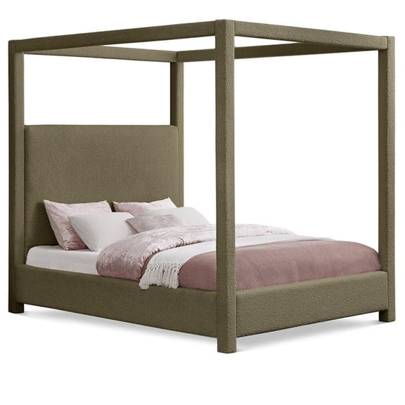 Pemberly Row Modern / Contemporary Olive Boucle Fabric Queen Bed