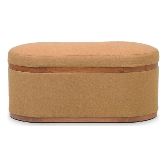 Pemberly Row Modern / Contemporary Peach Boucle Oval Storage Ottoman