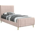 thumbnail image 1 of Pemberly Row Modern / Contemporary Pink Finish Velvet Twin Bed, 1 of 7