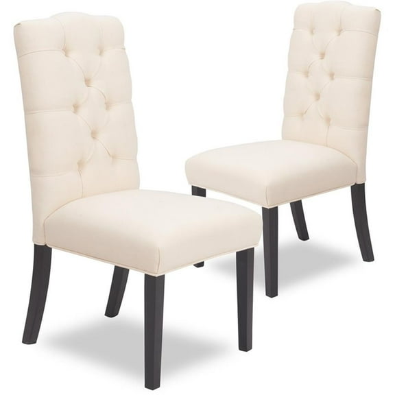 Pemberly Row Modern / Contemporary Provence Tufted Dining Chair Set of 2 Beige