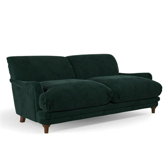 Pemberly Row Modern / Contemporary Puffy Mid-Century Sofa in Emerald