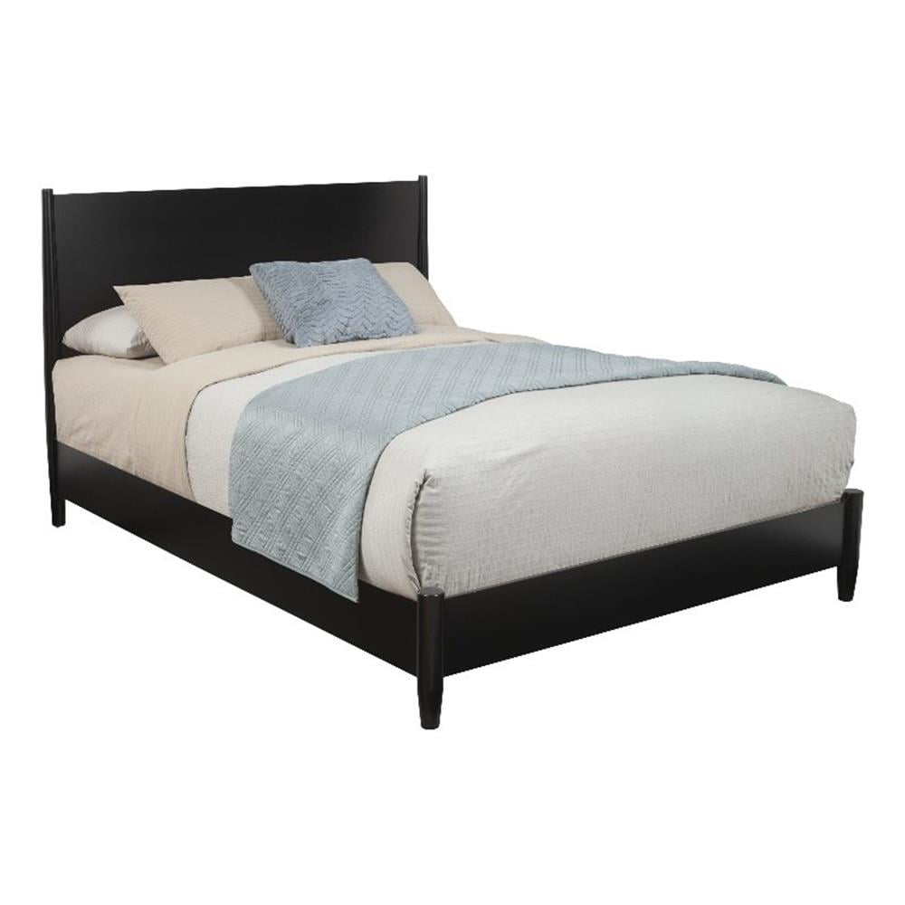 Black Mahogany Queen Platform Bed with Headboard and Slats