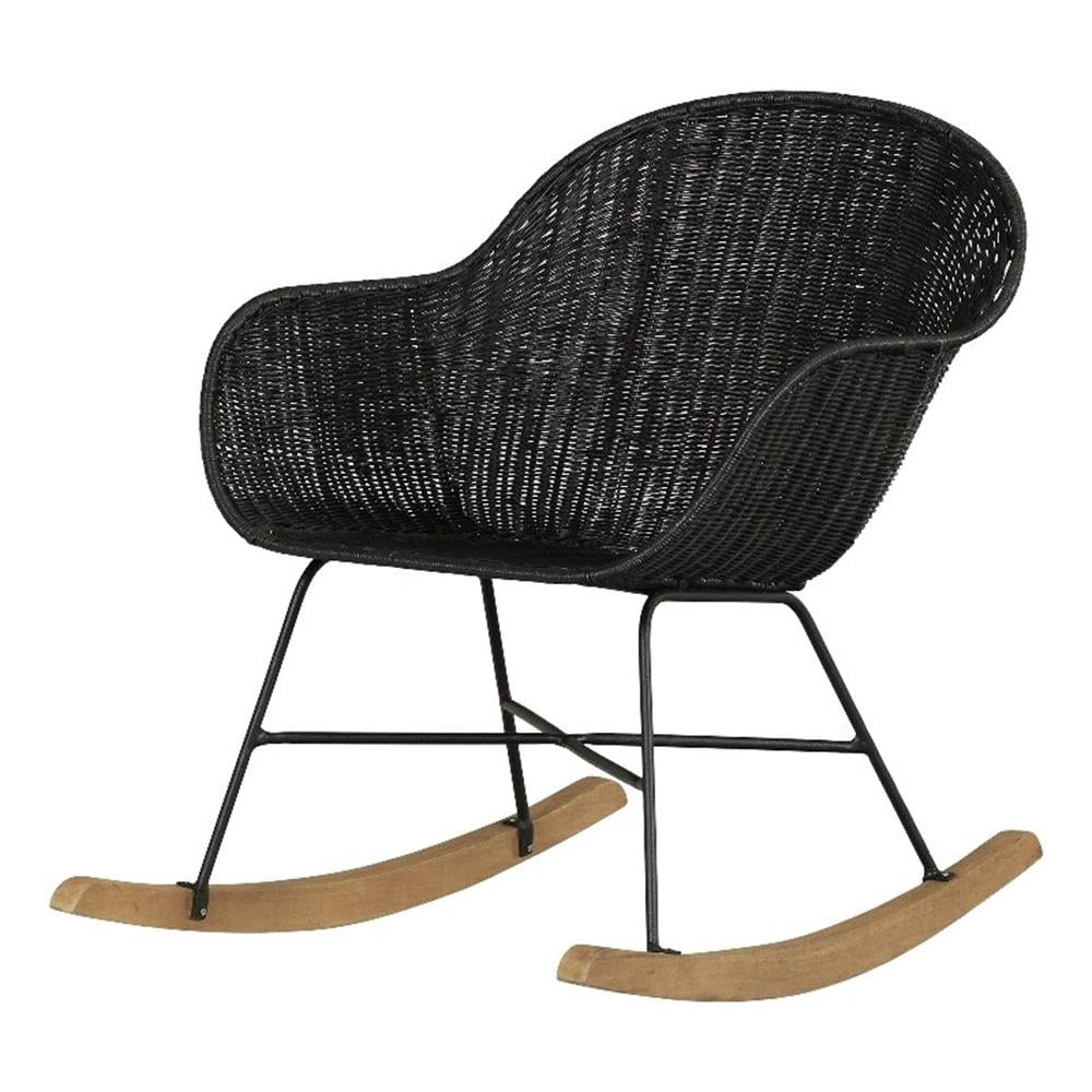 Contemporary Rattan Rocking Chair Pemberly Row Modern / Contemporary Rattan Rocking Chair Black Rattan ...