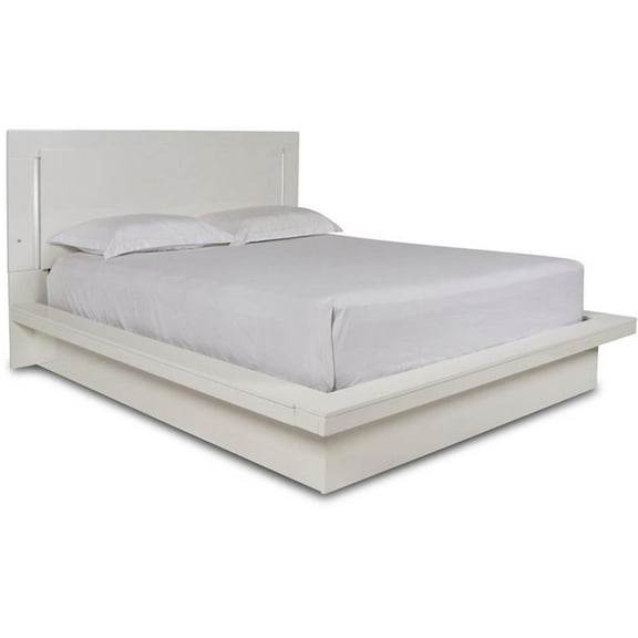 Pemberly Row Modern Contemporary Solid Wood Queen Bed in White
