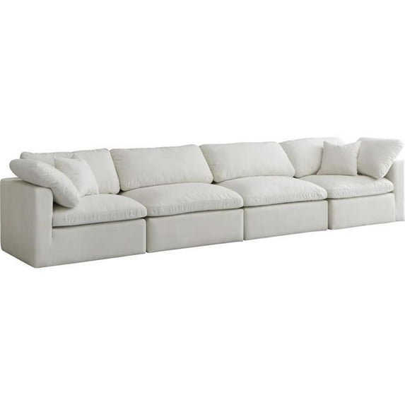 Pemberly Row Modern / Contemporary Standard Cream Velvet Modular Sofa