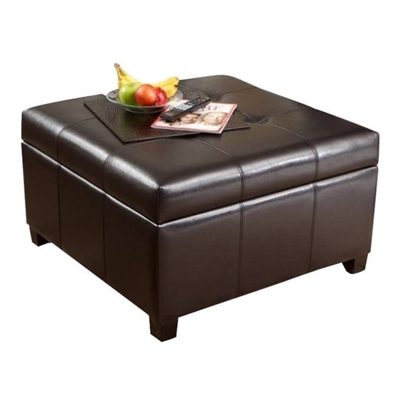 Pemberly Row Modern / Contemporary Storage Ottoman in Espresso