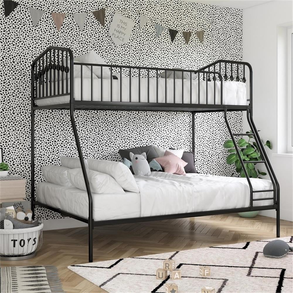 Pemberly Row Modern / Contemporary Twin/Full Metal Bunk Bed in Black ...