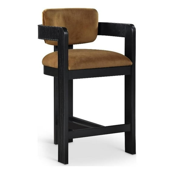Pemberley Row Velvet Saddle Counter Height Stool Rectangular Fluted 20.5" Assembled