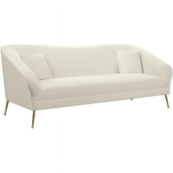 Pemberly Row Modern / Contemporary Upholstered Cream Velvet Sofa