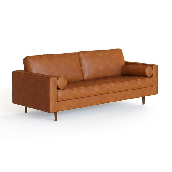 Pemberly Row Modern / Contemporary Vegan Leather Sofa in Brown