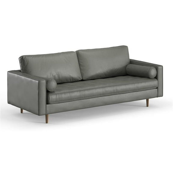 Pemberly Row Modern / Contemporary Vegan Leather Sofa in Slate