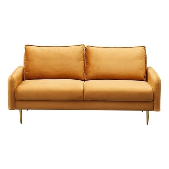 Pemberly Row Modern / Contemporary Velvet Living Room Sofa in Ginger