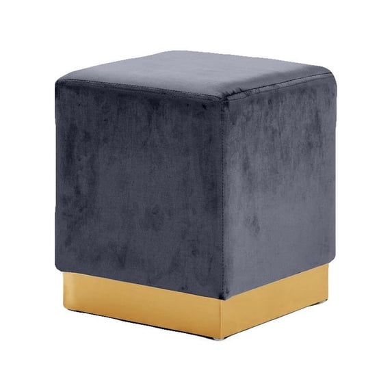Pemberly Row Modern / Contemporary Velvet Ottoman/Stool in Gray