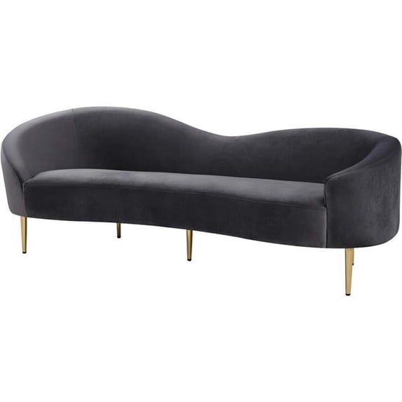 Pemberly Row Modern / Contemporary Velvet Sofa in Gray Finish Finish