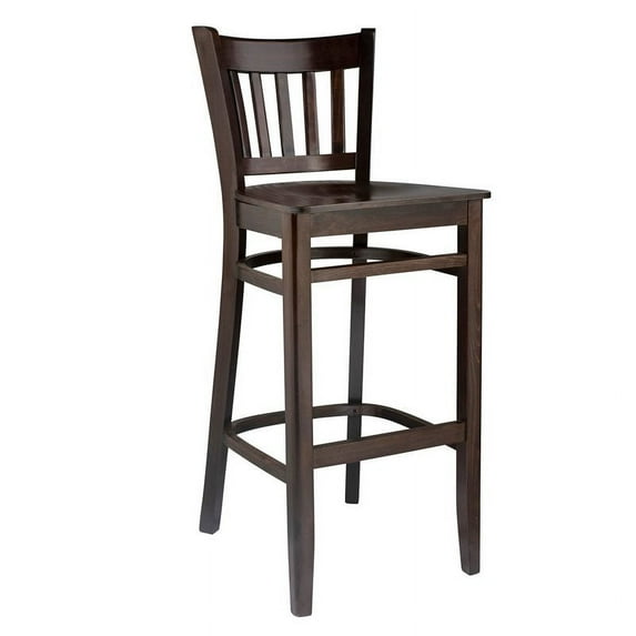 Pemberly Row Modern / Contemporary Vertical Bar Stool in Walnut with Wood Seat