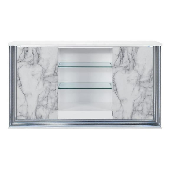 Pemberly Row Modern / Contemporary White High Gloss Marble Buffet