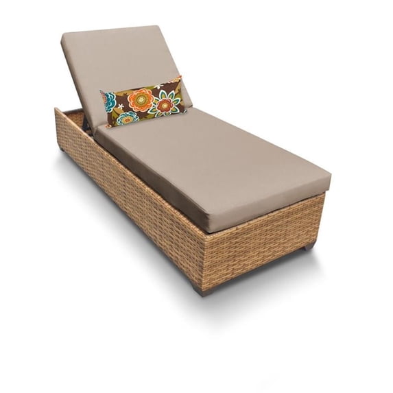 Pemberly Row Modern / Contemporary Wicker Patio Chaise Lounge in Tan
