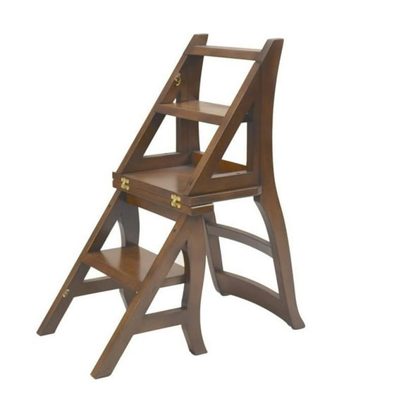Pemberly Row Modern / Contemporary Wood Brown Finish Folding Ladder Chair