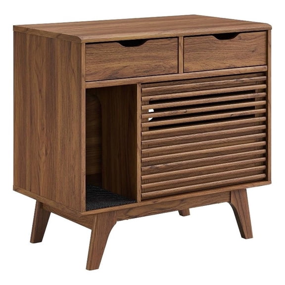 Pemberly Row Modern / Contemporary Wood Cat Cabinet in Walnut