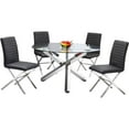 thumbnail image 1 of Pemberly Row Modern / Contemporay 5 Piece Glass Dining Set in Gray, 1 of 1