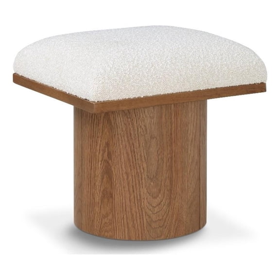 Pemberly Row Modern Cream Boucle Fabric Bench/Stool - 15.5"W x 18"D x 17.5"H