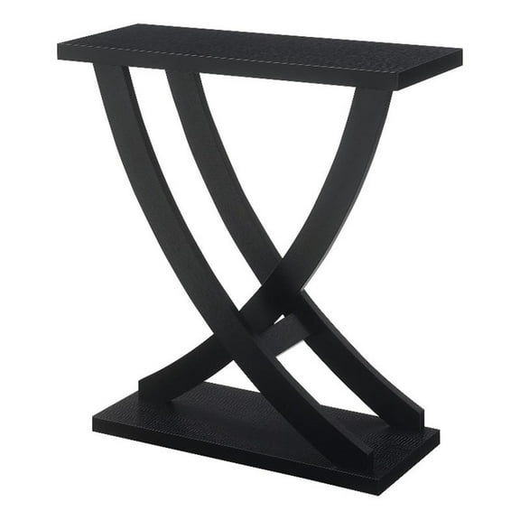 Pemberly Row Modern Criss-Cross Console Table in Black Wood Finish