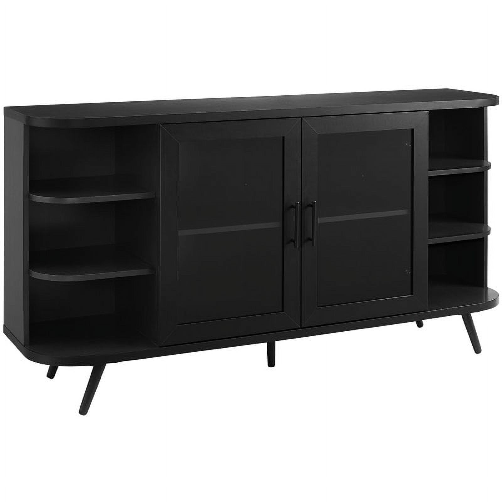 Pemberly Row Modern Curved Edge Fluted Glass Door Sideboard in Solid ...