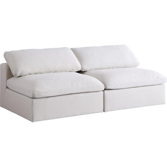 Pemberly Row Modern Deluxe Cream Linen Fabric Modular Armless Sofa