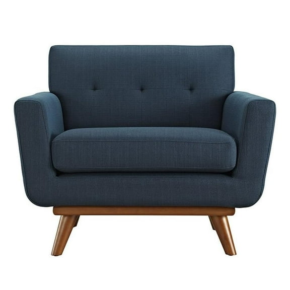 Pemberly Row Modern Design Upholstered Fabric Accent Arm Lounge Chair in Azure