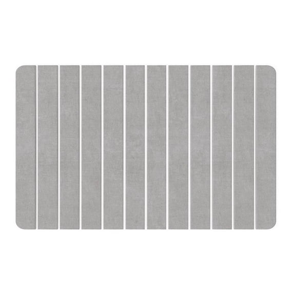 Pemberly Row Modern Diatomite Quick-Dry Stone 34x21" Large Bathroom Mat in Gray