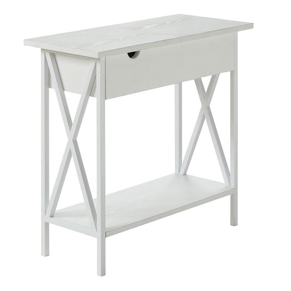 Pemberly Row Modern Electric Flip-Top Table in White Wood Finish