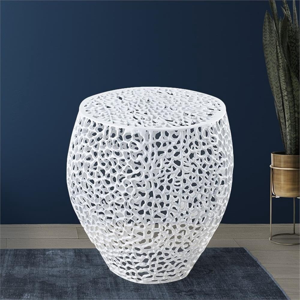 Pemberly Row Modern End Table made with Aluminium Casted in White Color ...