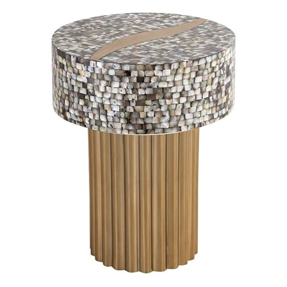 Pemberley Row Stainless Steel Gold End Table Round Modern 16"x16"x20"