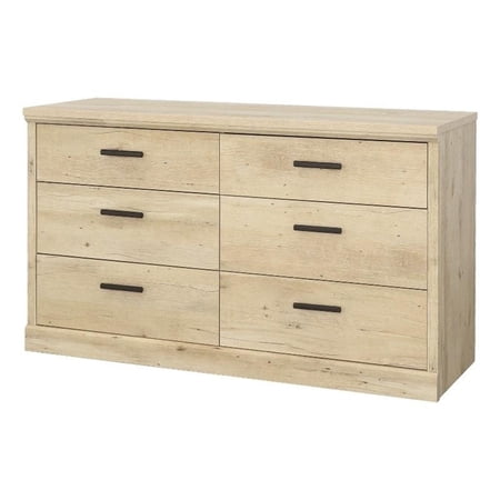 Pemberly Row Modern Engineered Wood 6 Drawer Dresser in Prime Oak