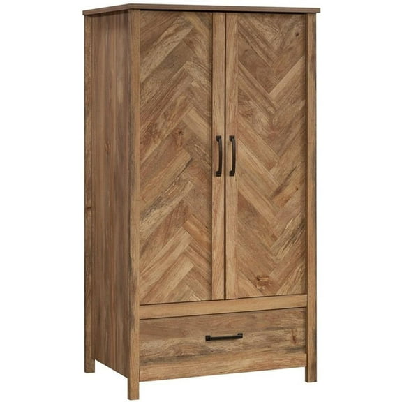 Pemberly Row Modern Engineered Wood Bedroom Armoire in Brown