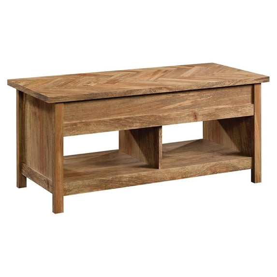 Pemberly Row Modern Engineered Wood Coffee Table in Sindoori Mango/Natural