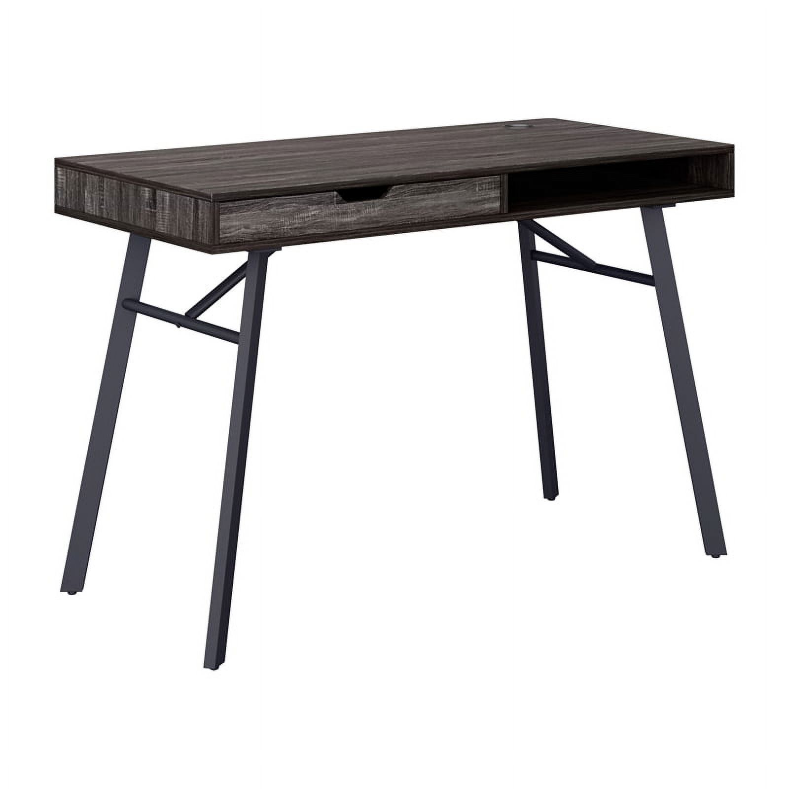 Pemberly Row Modern Engineered Wood & Metal Desk with Drawer in Gray ...
